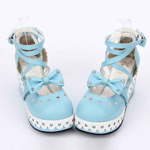 Round Toe Bowknot Lace Sweet Lolita Shoes - Product - 6