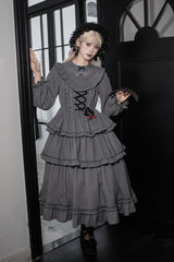 [Castle Night] Long Sleeves Ruffle Embroidery Gothic Lolita Dress 2 Colors - Product - 17