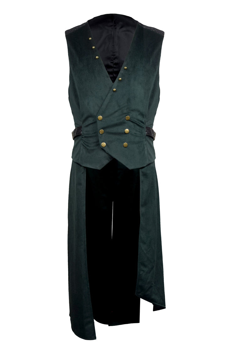 Dark Green Double-breasted Slim Ouji Prince Handsome Lolita Vest - Product - 3