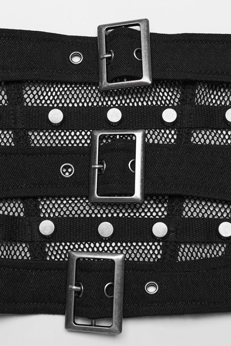 Black Stitching Mesh Cross Tied Rope Women's Steampunk Corset - Product - 5