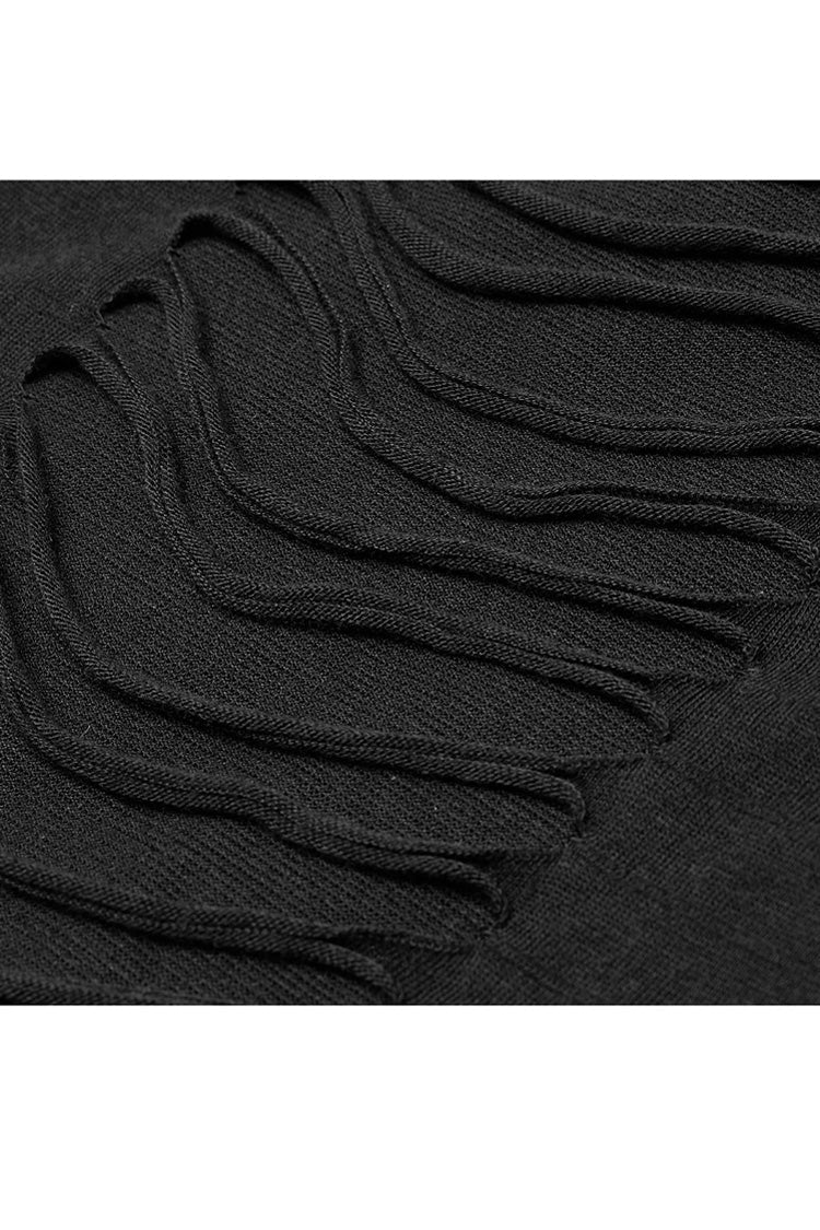 Black Metal Eyelets Strap Irregular Knit Plus Size Women's Punk Sling Dress - Product - 9