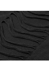 Black Metal Eyelets Strap Irregular Knit Plus Size Women's Punk Sling Dress - Product - 9