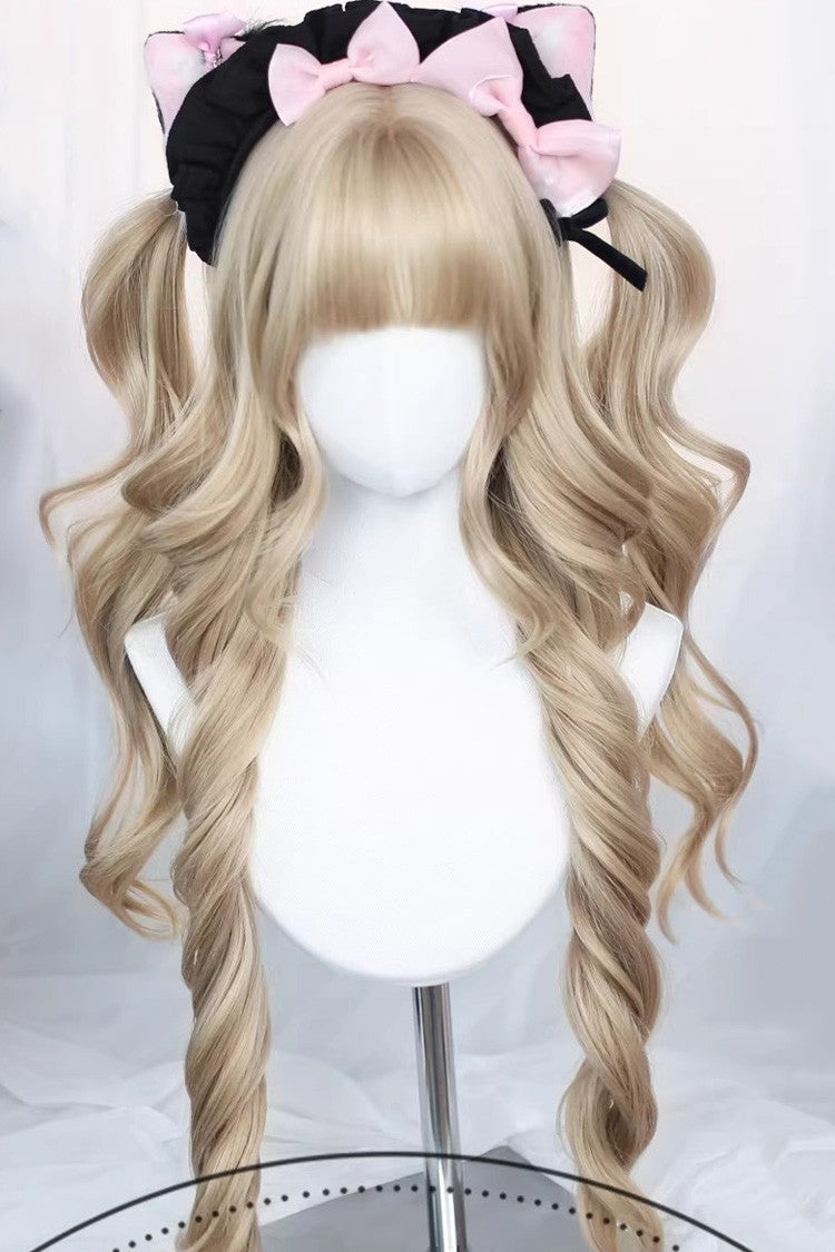 Wispy Bangs Curls Daily Sweet Cos Lolita Perruque longue 3 couleurs vue détaillée 4