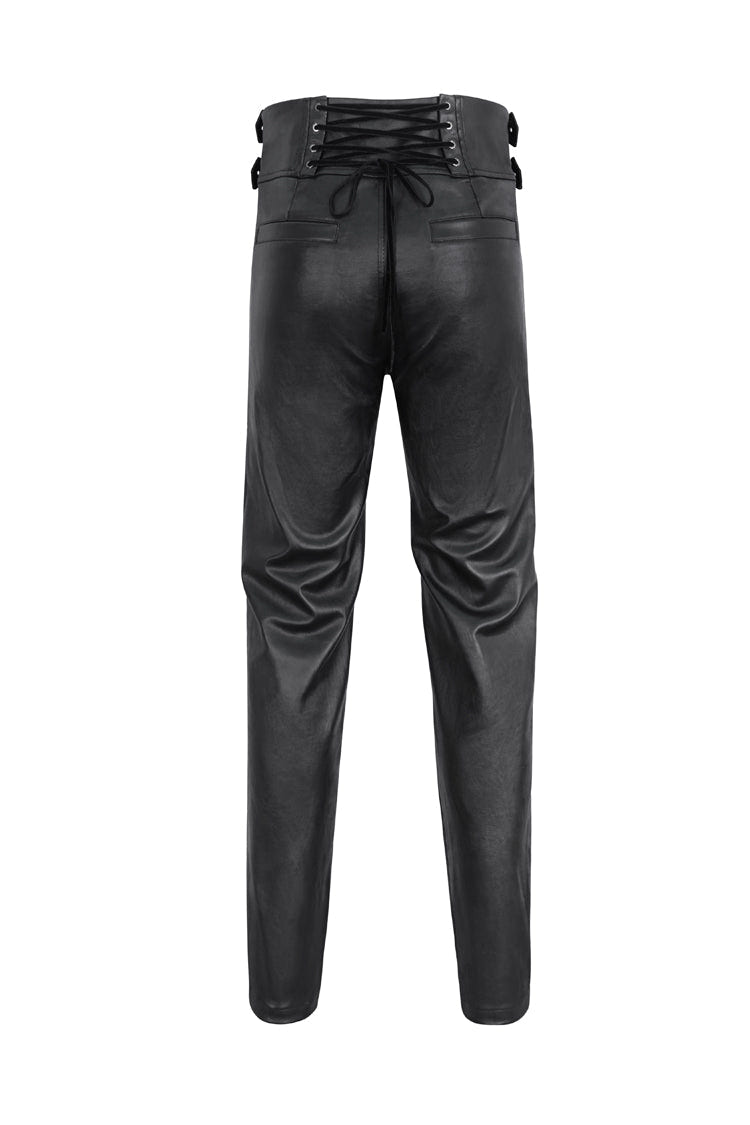 Black High Waisted Embroidery Men's Gothic Pants - Product - 3