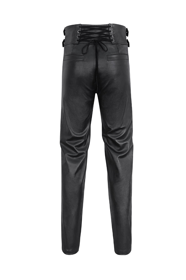 Black High Waisted Embroidery Men's Gothic Pants - Product - 3