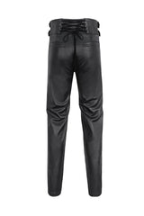 Black High Waisted Embroidery Men's Gothic Pants - Product - 3
