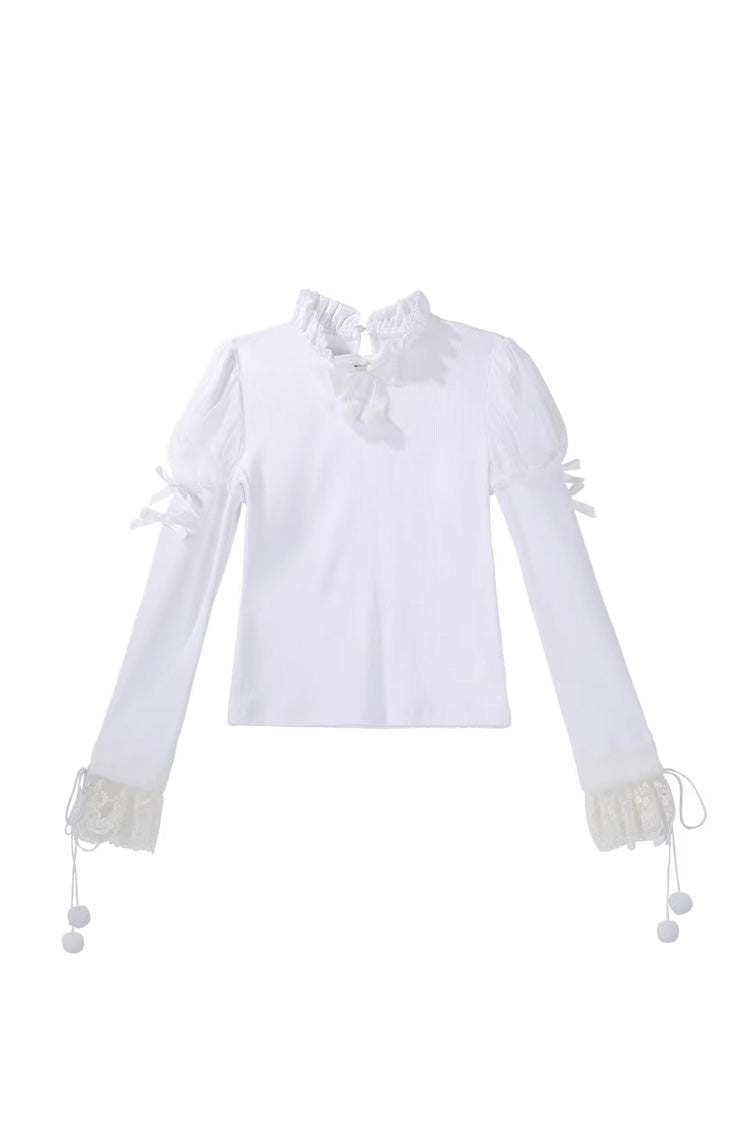 Blue [Cloud Dreamland] Cut-Out Embroidered Bow Lace Asymmetric Sweet Elegant Lolita Jsk Dress Set - Top(Only) - 9