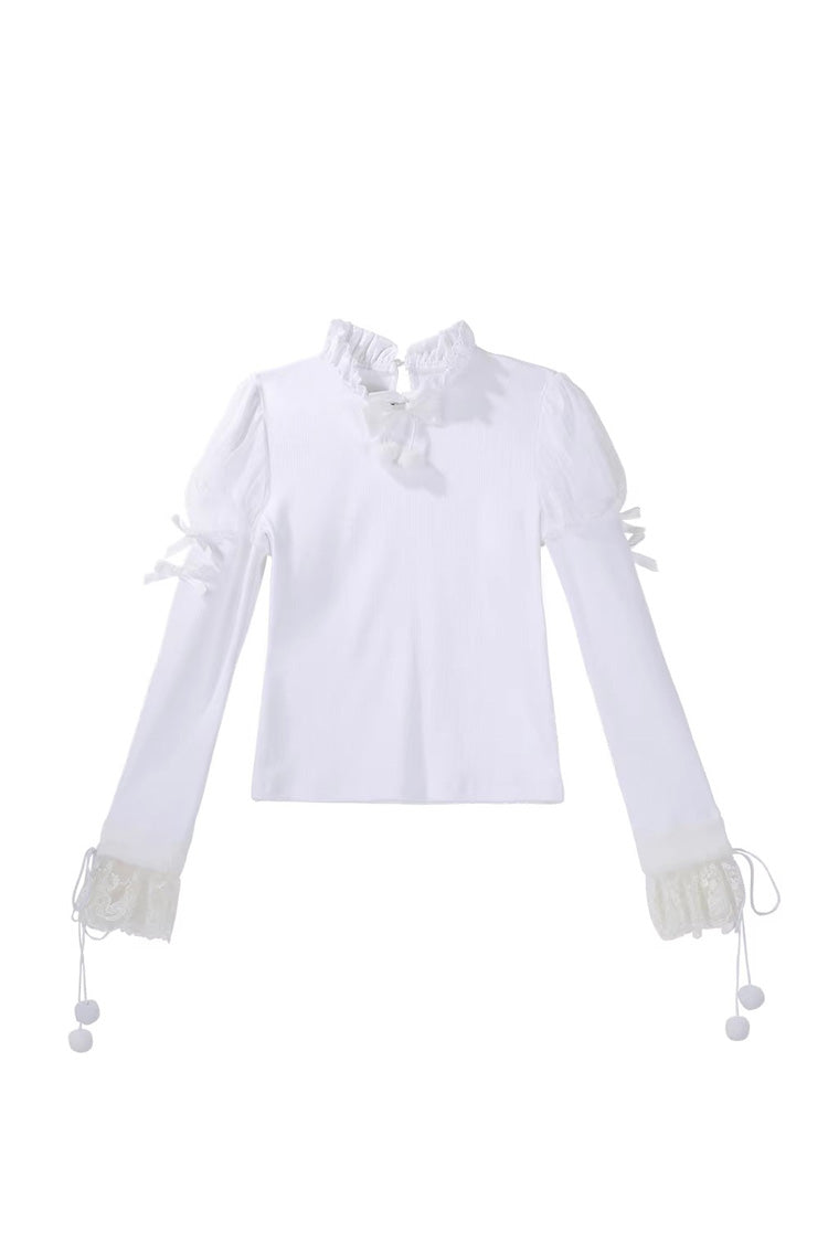 Blue [Cloud Dreamland] Cut-Out Embroidered Bow Lace Asymmetric Sweet Elegant Lolita Jsk Dress Set - Top(Only) - 9