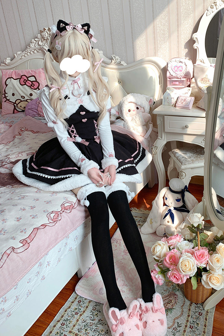 [Star Who Meow] Double-Layered Bowknot Autumn and Winter Sweet Lolita Jsk Dress 3 Colors - Product - 8