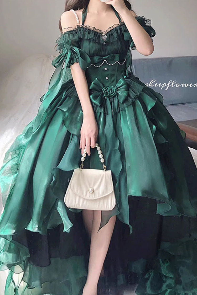Green Bowknot Irregular Sweet Princess Lolita Jsk Dress - Product - 2