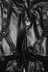 Black Cut-Out Spliced Eyelet Mesh Women's Punk Leggings - Product - 6