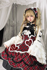 Red [Shibuya Sweetheart] Sleeveless Plaid Print Ruffle Bowknot Sweet Lolita Jsk Dress (Plus Size Support) - Product - 3