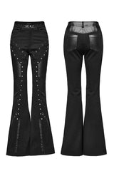Black Mesh Rivet Women's Punk Flared Pants - Product - 5