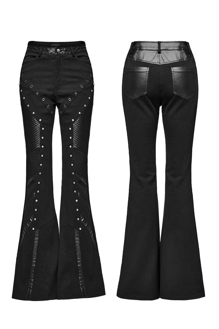 Black Mesh Rivet Women's Punk Flared Pants - Product - 5