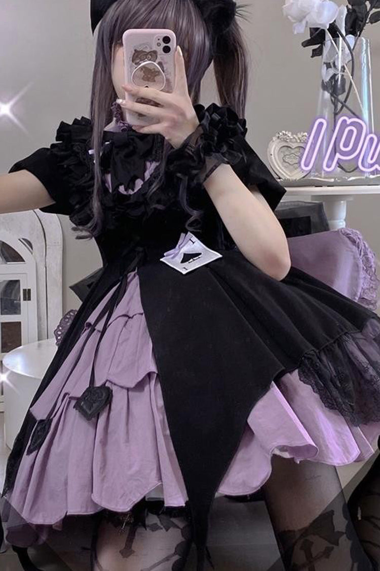 Black/Purple Magical Girl Phantom Thief Ace of Spades Gothic Lolita Dress detail view 3