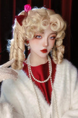 Golden Roman [Elizabeth] Sweet Vintage Elegant Lolita Curl Twin-Tail Wig - Product - 2