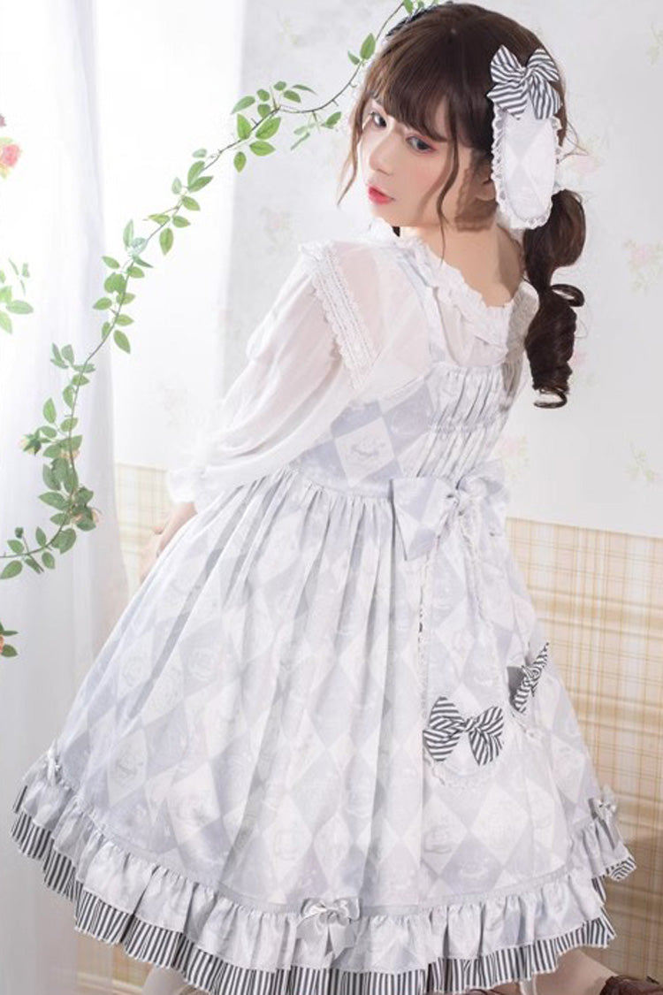 Grey Alice Bunny Ruffle Bowknot Sweet Princess Lolita Jsk Dress - Product - 6