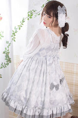 Grey Alice Bunny Ruffle Bowknot Sweet Princess Lolita Jsk Dress - Product - 6