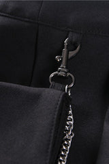 Black Zippered Pleated Women's Punk Casual Mini Skirt with Side Bag - Product - 18