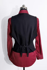 Black Sleeveless Ouji Gothic Lolita Waist-Cinching Vest with Silver Buttons - Product - 2