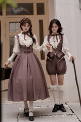 Brown [Manchester City's Past] Striped Print Ouji Fashion Prince Handsome Lolita Vest - Product - 3