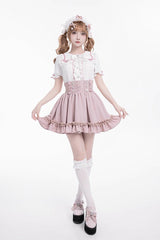 Sweet Ruffle Lace Lace-Up Japanese Jirai Kei Skirt 4 Colors - Product - 2