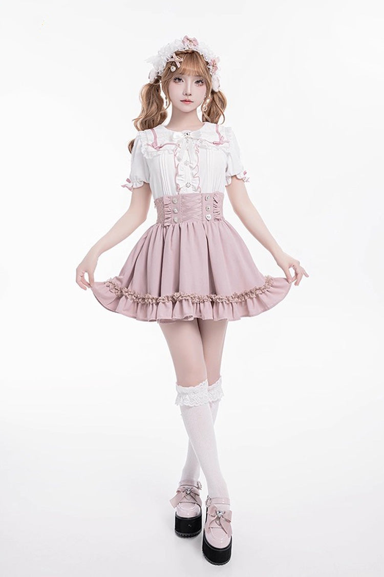 Sweet Ruffle Lace Lace-Up Japanese Jirai Kei Skirt 4 Colors - Product - 2
