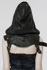 Black Ghost Head Pendant Metal Rivets Hooded Women's Steampunk Cape - Product - 3