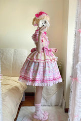 Yellow/Pink Candy Park Print Ruffle Bowknot Sweet Lolita Jsk Dress - Product - 5