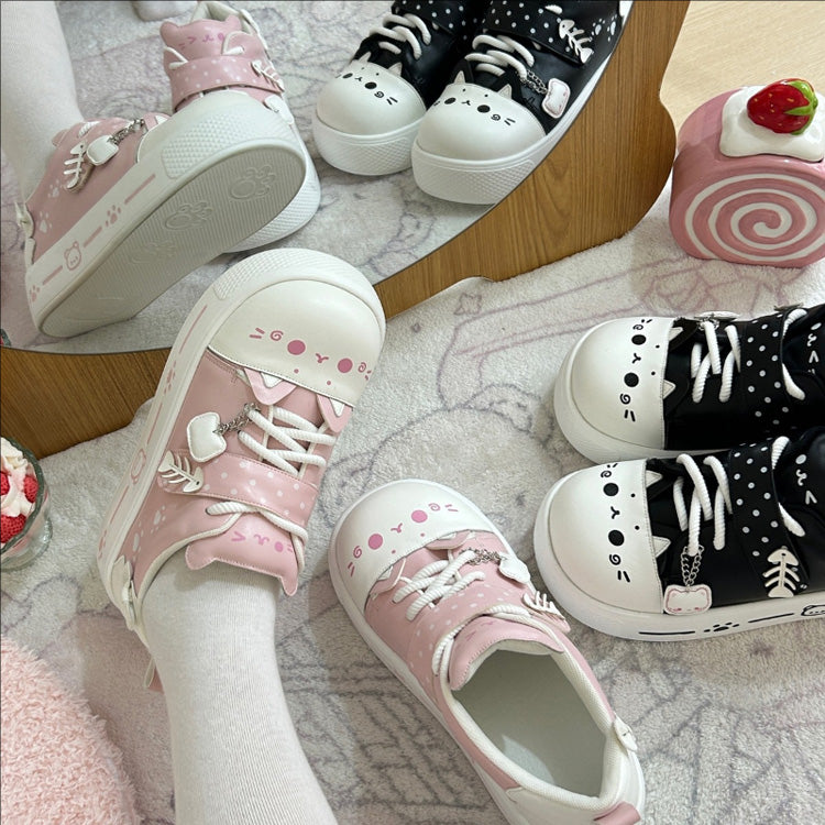 Cute Cat Decor Round-Toe Japanese Style Sweet Lolita Flat Shoes - Product - 3