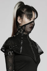 Black Leather Stitching Ripped Women's Gothic Mask - Product - 2