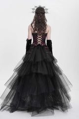 Red Sleeveless Embroidery Lace Chain Women's Gothic Vest - Product - 6