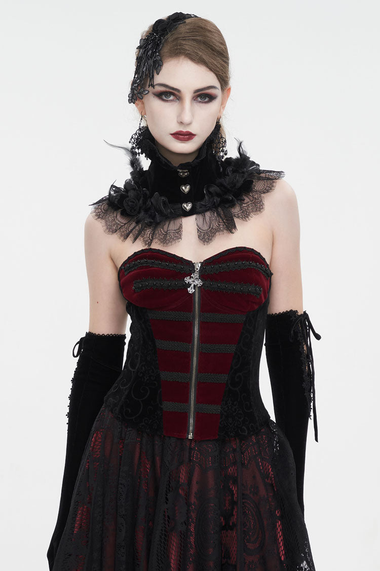 Black/Red Lace Up Women's Gothic Corset - Product - 2