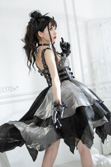 Silver/Grey [Seven Deadly Sins: Lust] Multi-Layered Irregular Gothic Lolita Jsk Dress - Product - 9