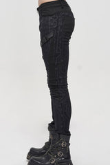 Black Punk Casual Circuit Diagram Print Asymmetric Decoration Men's Long Pants - Product - 2