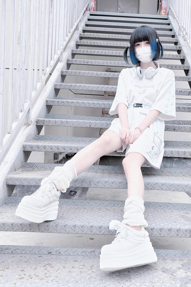 College Lace-Up Sweet Jirai Kei Japanese Platforms Shoes 2 Colors - Product - 12