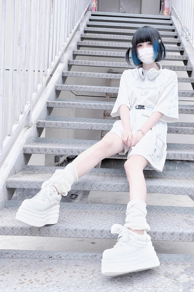 College Lace-Up Sweet Jirai Kei Japanese Platforms Shoes 2 Colors - Product - 12