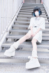 College Lace-Up Sweet Jirai Kei Japanese Platforms Shoes 2 Colors - Product - 12