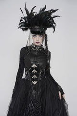 Black Lace-Up Slim Irregular Zippered Women's Punk Corset - Black - 1