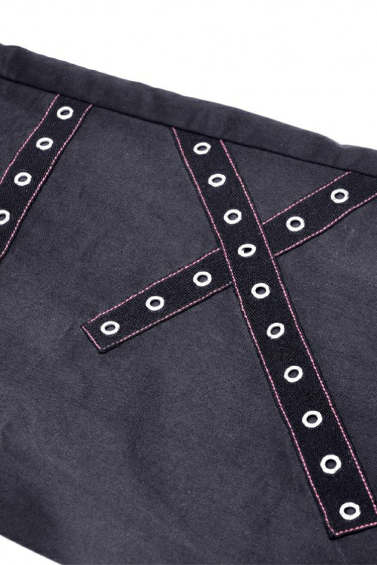 Black Dangerous Bear Chain-Decorated Women's Grunge Bell Bottom Pants - Product - 22