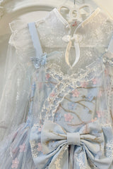 Sweet Sleeveless Ruffle Embroidery Bowknot Lace Chinese Style Lolita Jsk Dress 2 Colors - Product - 5