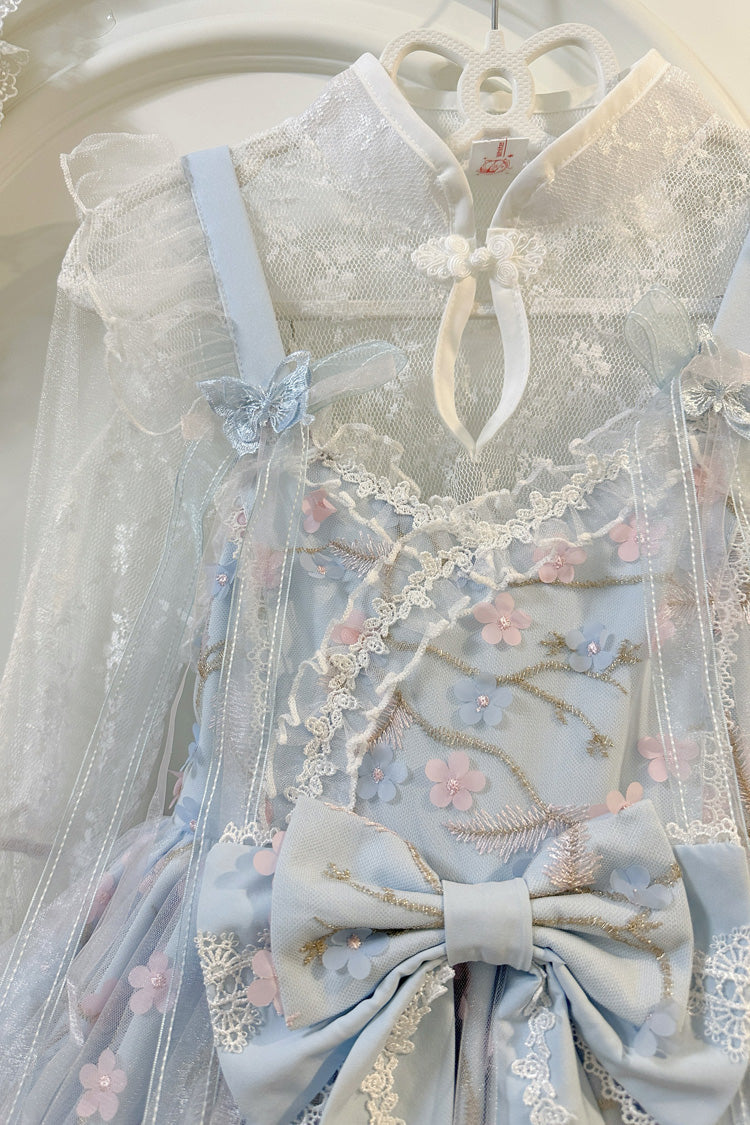 Sweet Sleeveless Ruffle Embroidery Bowknot Lace Chinese Style Lolita Jsk Dress 2 Colors - Product - 5