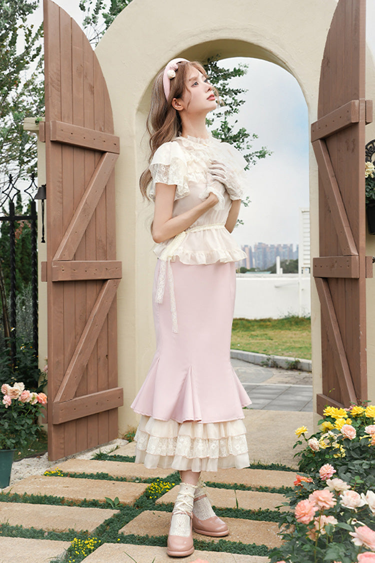 Pink [Love Diary] Multi-Layered Ruffle Sweet Lolita Jsk Mermaid Dress - Product - 4