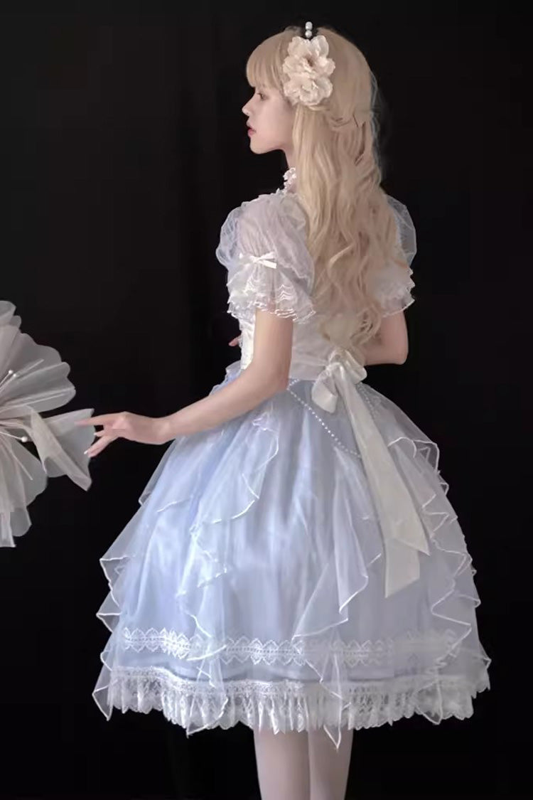 Blue Short Sleeves Ruffle Hanayome Sweet Mermaid Princess Lolita Dress - Product - 2