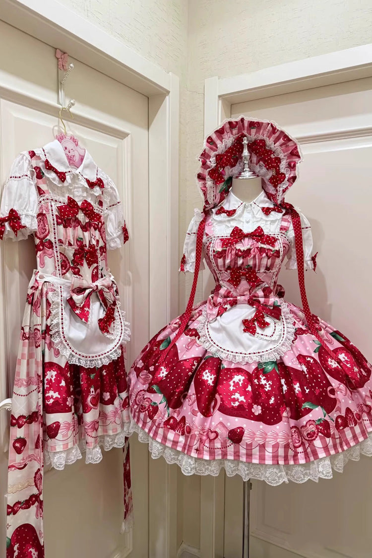 [Dream to Strawberry] Print Ruffle Bowknot Lace Sweet Lolita Jsk Dress 4 Colors - Product - 8