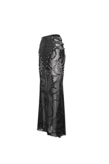 Black Mesh Splice Chain Fishtail Women's Gothic Skirt - Product - 9