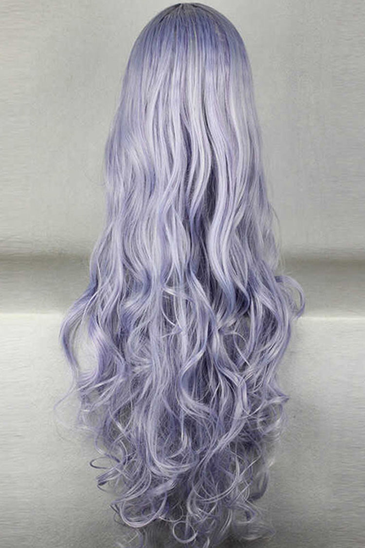 Purple Slant Bangs Long Curly Hair Sweet Lolita Wig - Product - 3