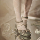 Romance Bowknot Lace Pearl Sweet Elegant Lolita Shoes 4 Colors - Product - 14