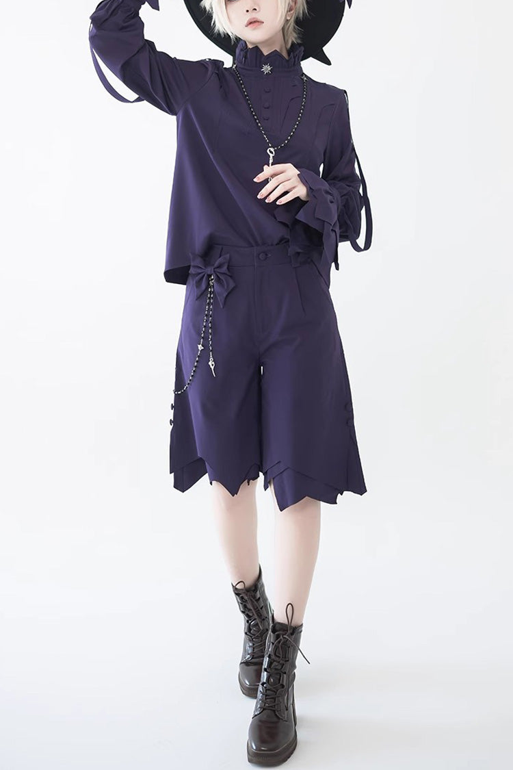 Blue/Purple Irregular Medieval Ouji Fashion Lolita Shorts - Blue/Purple - 1