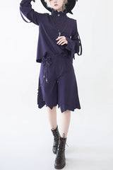 Blue/Purple Irregular Medieval Ouji Fashion Lolita Shorts - Blue/Purple - 1
